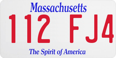 MA license plate 112FJ4