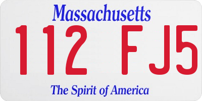 MA license plate 112FJ5