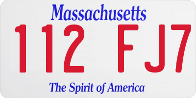 MA license plate 112FJ7