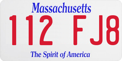 MA license plate 112FJ8