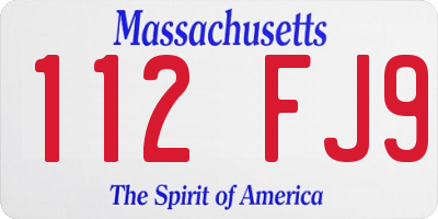 MA license plate 112FJ9