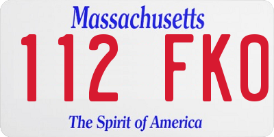 MA license plate 112FK0