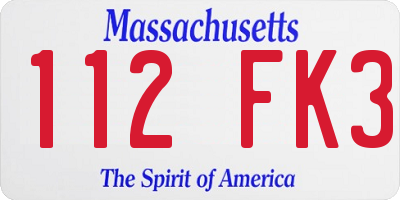 MA license plate 112FK3