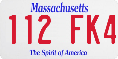 MA license plate 112FK4