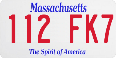 MA license plate 112FK7