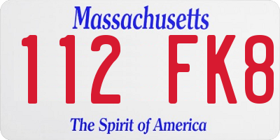 MA license plate 112FK8