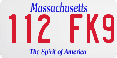 MA license plate 112FK9