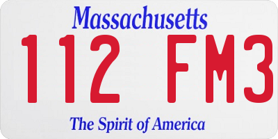 MA license plate 112FM3