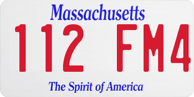 MA license plate 112FM4