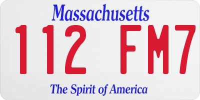 MA license plate 112FM7