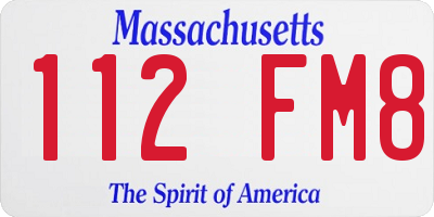 MA license plate 112FM8