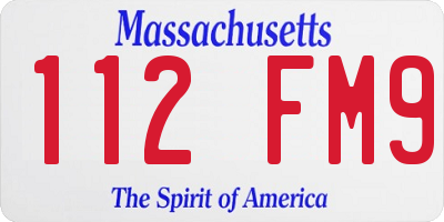 MA license plate 112FM9
