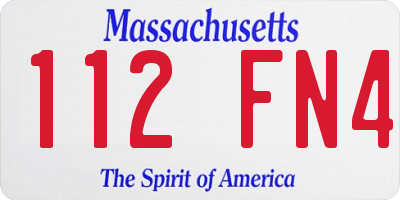 MA license plate 112FN4