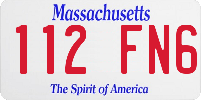 MA license plate 112FN6