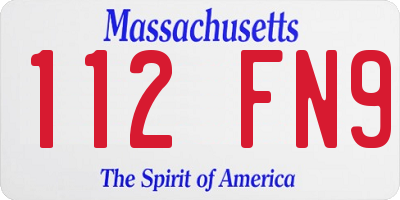 MA license plate 112FN9