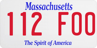 MA license plate 112FO0