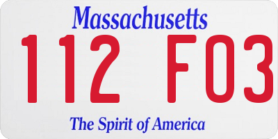 MA license plate 112FO3