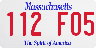 MA license plate 112FO5