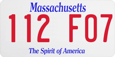 MA license plate 112FO7