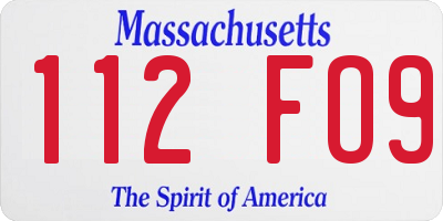 MA license plate 112FO9
