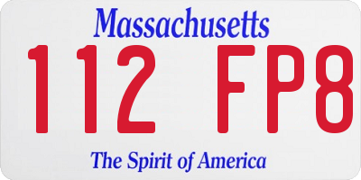 MA license plate 112FP8