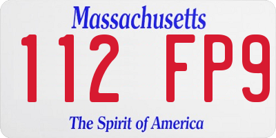 MA license plate 112FP9