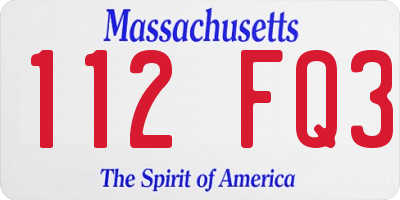 MA license plate 112FQ3