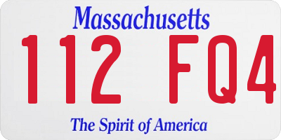 MA license plate 112FQ4