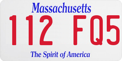 MA license plate 112FQ5
