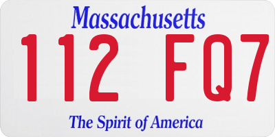 MA license plate 112FQ7