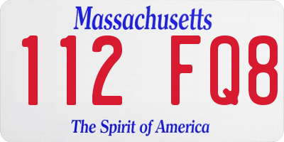 MA license plate 112FQ8