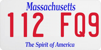 MA license plate 112FQ9