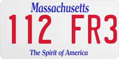 MA license plate 112FR3