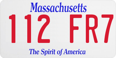 MA license plate 112FR7