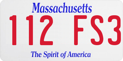 MA license plate 112FS3
