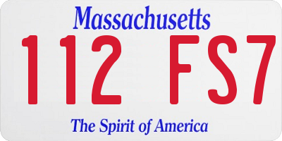 MA license plate 112FS7