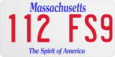 MA license plate 112FS9