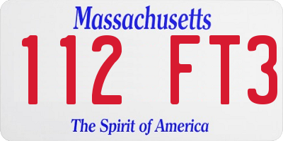 MA license plate 112FT3