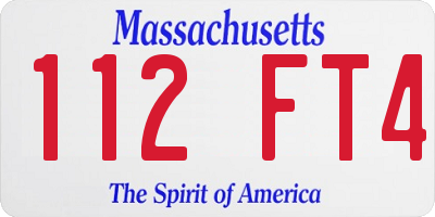 MA license plate 112FT4
