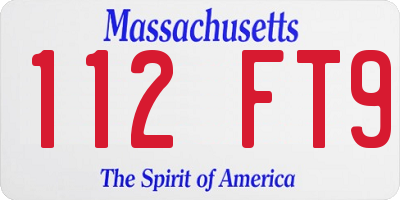 MA license plate 112FT9