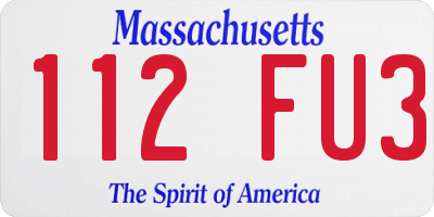 MA license plate 112FU3
