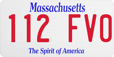 MA license plate 112FV0