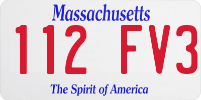 MA license plate 112FV3