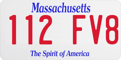 MA license plate 112FV8