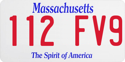 MA license plate 112FV9
