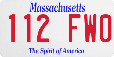 MA license plate 112FW0