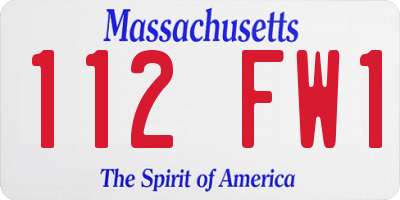 MA license plate 112FW1