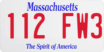MA license plate 112FW3