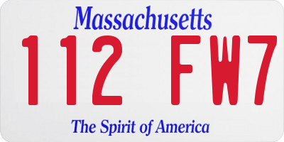 MA license plate 112FW7