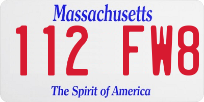 MA license plate 112FW8